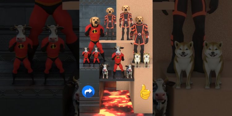 CYCLOP DOG and SUPERMAN RED COW who will win?#dog #shorts