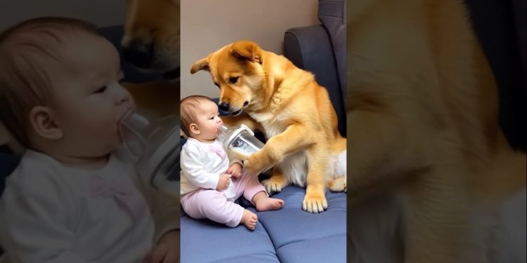 Dog feeds baby milk 😱🤣🍼👶🏻❤️🚀🌈✅