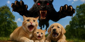 Mama Cat, Ginger Kitten & Abandoned Puppy Bullied by Dogs — Stray Kitten Becomes Puma to Save Them Mama Cat, Ginger Kitten & Abandoned Puppy Bullied by Dogs — Stray Kitten Becomes Puma to Save Them