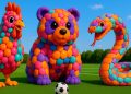 The mascot vibrato assistant dog placed on the football field is popular, co-produced, and creative The mascot vibrato assistant dog placed on the football field is popular, co-produced, and creative
