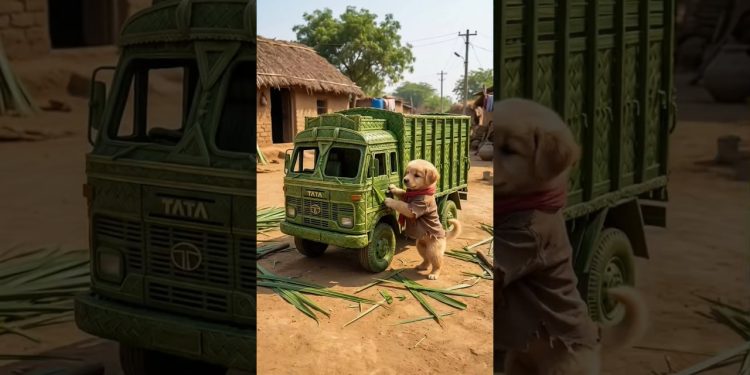 Dog Made Truck of Green Leaves 🌿🚚|#shorts#dog#ai